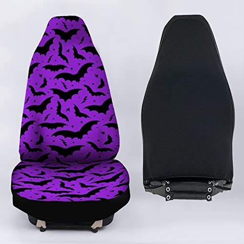 Baxinh Bat Seat Cover Front Seats Only Bat Accessories For Car, 2 Piece Bucket Car Seat Cover Soft High Back Auto Seat Protection Universal Fit For Suv Sedan Van, Purple #TOP3