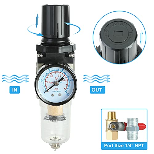 Hromee HR4040 1/4 Inch Air Compressor Filter Regulator Combo thumb #2