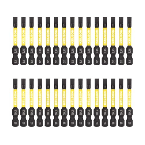30 x KELSON 4.5mm Flat-Head 50mm Impact Rated Screwdriver Bits Slotted Slot SL4.5 1/4" Universal