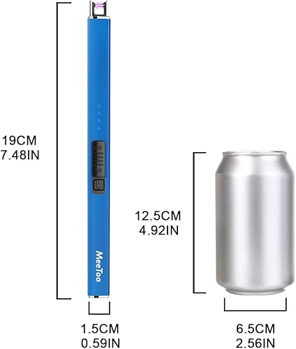 Miniatura 7 de MeeToo Encendedor de velas eléctrico recargable USB, arco de plasma, resistente al viento, crece en la oscuridad para fiesta de velas (azul)