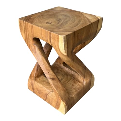 FaHome Holz Beistelltisch - Holzhocker Couchtisch - Handgefertigt – Kantig gedreht aus massivem Suarholz - 50x28x28 cm FaHome Holz Beistelltisch - Holzhocker Couchtisch - Handgefertigt – Kantig gedreht aus massivem Suarholz - 50x28x28 cm