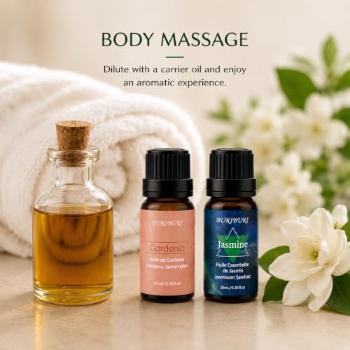 Image of BURIBURI Gardenia Jasmine Essential Oil Set for Custom Perfume & Diffusers