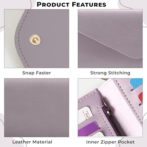 Image of Kraptick Women's Wallet -Stylish and Compact Purse Clutch Wallet for Women, Stylish Card Coin Holder, Debit Card Holder, Money Organizer and Travel Wallet with 13 Slots (Light Purple)