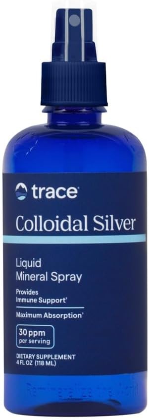 Trace Minerals Colloidal Silver Spray, 30 ppm, 4 fl oz, 118 Servings | 99% pure silver , No additives or stabilizers, 6 sprays daily, Super oxygenated liquid