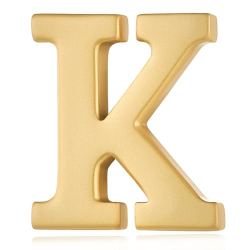 Image of HONEY BEAR Mens Womens Initial Alphabet Letter Lapel Pins Collar Badge Brooches for Business Wedding Graduation Gift Matte Gold 0.59 inches