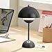 Produktbild LED Flowerpot Tischlampe Kabellos Akku Pilz Lampe, Modern Macaron Lampe Retro Touch Dimmbar Tischleuchte mit 3 Farben Nachttischlampe für BüRo,Bars,Wohnzimmer,Schlafzimmer (Schwarz)