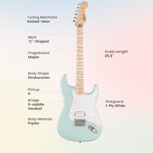 Image of Fender Squier Sonic Stratocaster HT H - Sonic Blue Bundle with Tuner, Strap, Picks, and Austin Bazaar Instructional DVD
