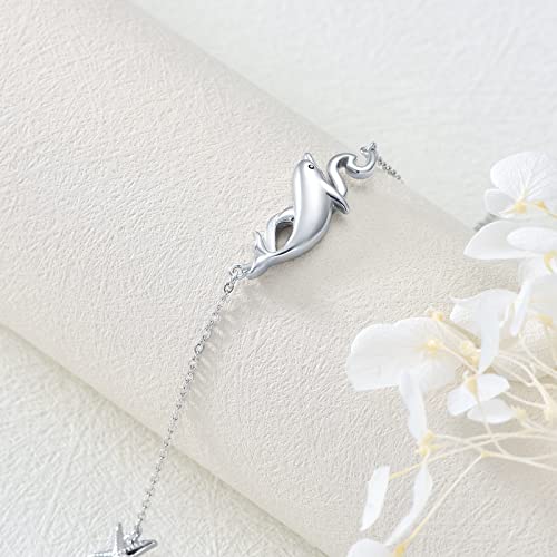 Image of 925 Sterling Silver Anklet Foot Bracelet with Crystal from Austria, Anklet Jewelry Gifts for Women 11 Inch Adjustable