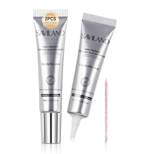 SAVILAND Nail Glue Remover for Press on Nails: Plant-Based Semi Solid Nail Glue Remover with Vitamin...