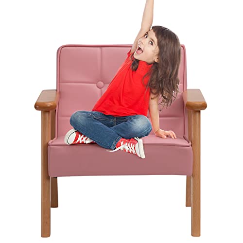 Doeworks Armrest Toddler Couch, Upholstered Kids Sofa Chair With Solid Wooden Frame, Bedroom, Preschool, Living Room, Pink #TOP3