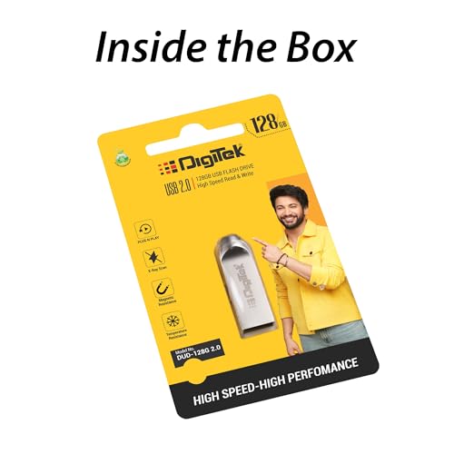 Image of Digitek (Dud 128GB 2.0V) 128GB USB 2.0 U Disk Flash Drive, High Speed Read & Write Pen Drive, Magnetic, X-Ray & Temperature Resistant, Compatible with Windows & Mac OS