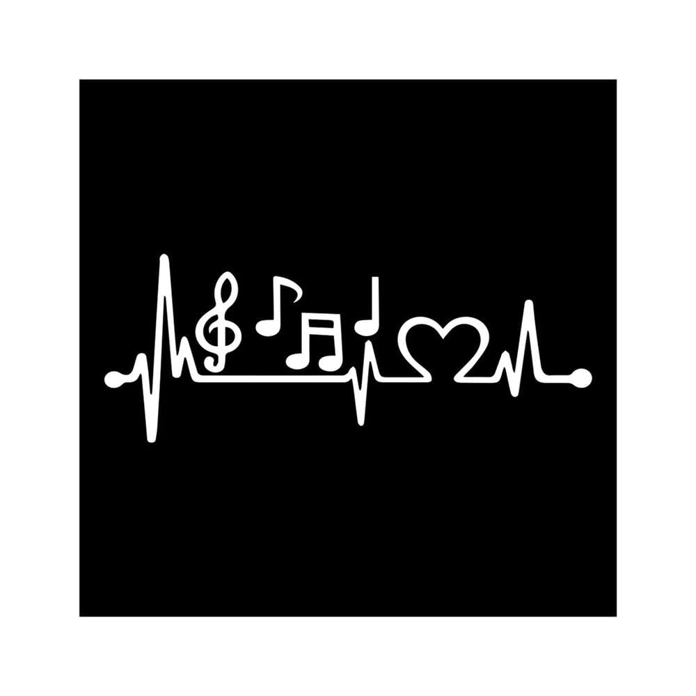 Music Notes Heart Car Sticker Automobiles Motorcycles Exterior Accessories Vinyl Decals(White,15cm X 7.5cm)
