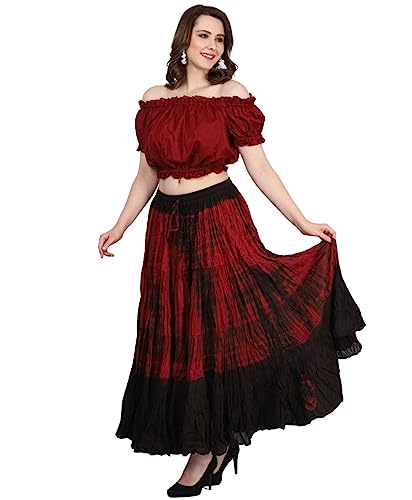 Wevez Women's 25 Yard Casual High Waist Long Maxi Skirt with Elastic Waistband Flared Cotton Skirts for Women 5