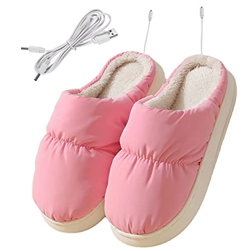 Pantoufles chauffantes USB roses pour le télétravail et les soirées cocooning