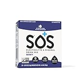 SOS Hydration Electrolyte Powder Packets, Low-Sugar, Immunity Support Hydration Replenishment Drink Mix, Berry Flavor, 20 Sticks