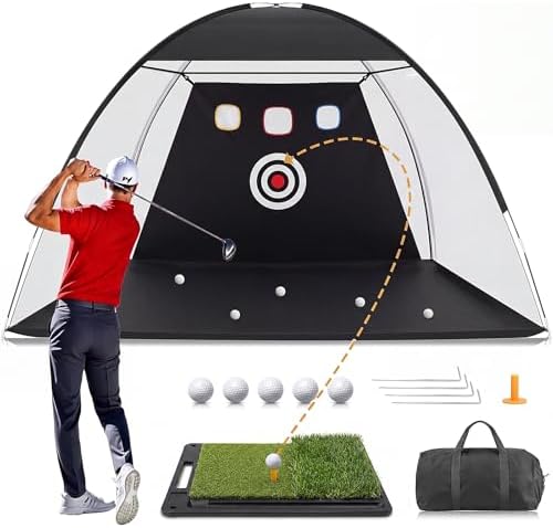 Golf Net 10x6.5FT, Foldable Golf Practice Hitting Net with Tri Tu...