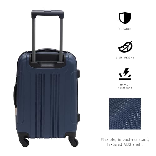 Image of Kenneth Cole REACTION Out of Bounds Lightweight Hardshell 4-Wheel Spinner Luggage, Naval, 20-Inch Carry On