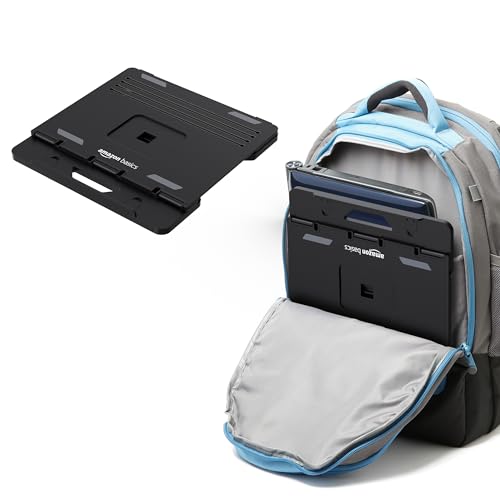 Image of amazon basics Adjustable Laptop Riser Stand | Wide Compatibility | Multiple Adjustable Angles | Ventilated & Secure Design