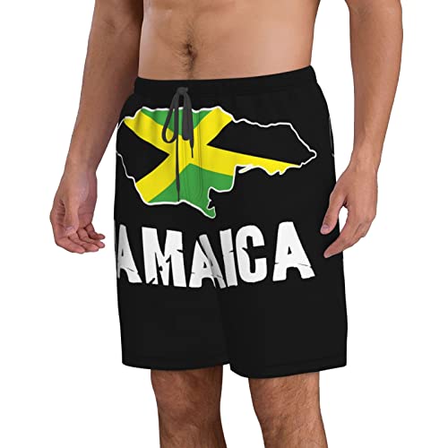 Jamaica Map Men's Swim Trunks Quick Dry Board Shorts Beach Swimsuit with Pockets Mesh Lining2