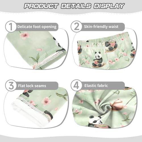 ALAZA Girls' Leggings Children's Yoga Pants Skinny Printed Dance Panda Drinking Tea Comfortable 4T2