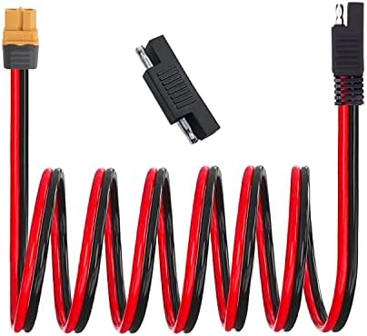 OUYFBO SAE to XT60 Connector Extension Cable Solar Panel Adapter for Solar Generator Portable Power Station Solar Panel with SAE Polarity Reverse Adapter – 12AWG 3.3Ft/1M