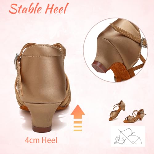 Girls Latin Salsa Ballroom Dance Shoes Low Heel Performance Practice Dancing Shoes for Kids4