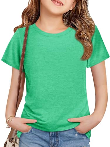 Imily Bela Girls Summer T Shirts Kids Casual Crewneck Short Sleeve Loose Basic Tee Tops 5-14 Years