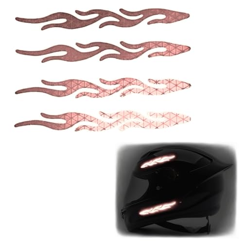 Image of customTAYLOR33 High-Intensity Grade Premium Reflective Tribal Flame Helmet Decals, Motorcycle Safety Sticker Decals (Special Edition Light Pink)