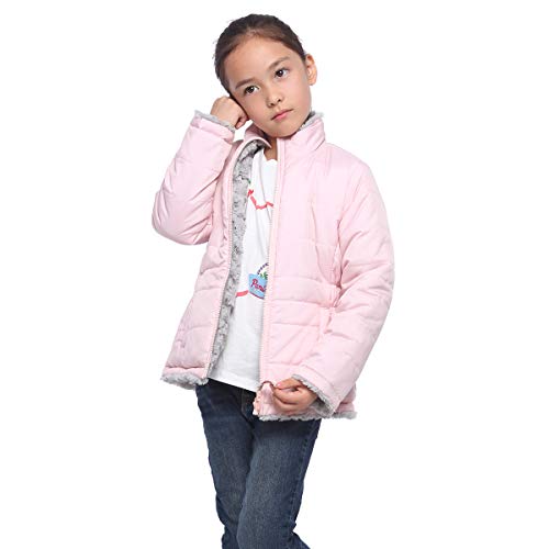 Rokka&Rolla Girls' Reversible Water-Resistant Teddy Sherpa Fleece Puffer Jacket Winter Coat4
