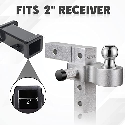Fullhaul Adjustable Trailer Hitch Ball Mount With Forged Aluminum Shank, Fits 2" Receiver, 6" Drop/Rise Hitch, Chrome Ball With Double Pin Key Locks (2&2-5/16" Ball) #TOP2