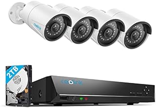 REOLINK 8CH 5MP Home Security Camera System, 4pcs Wired 5MP Outdoor PoE IP Cameras with Person Vehicle Detection, 4K 8CH NVR with 2TB HDD for 24-7 Recording, RLK8-410B4-5MP