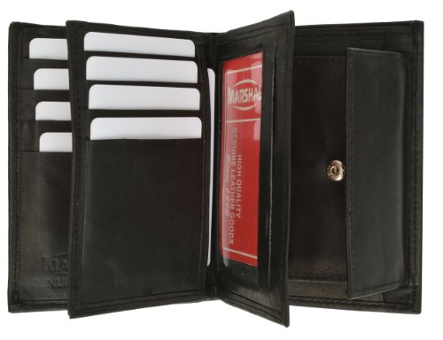 MARSHAL Genuine Leather Bifold Wallet with 2 center Flaps and Coin Purse for Men2
