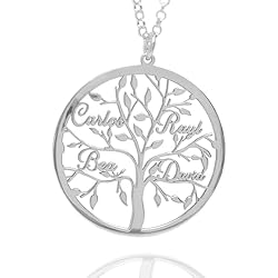 Medalla Arbol De La Vida Collar Árbol de la Vida 30 mm fabricado en plata de ley 925. Colgante árbol de la vida para mujer personalizado con nombres. Regalo Día de la madre-Regalo cumpleaños-RINCÓN DEL ARTESANO