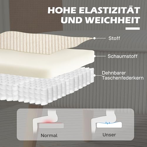 HOMCOM Sofa 2 Sitzer Couch, Kleine Loveseat mit Cord-Optik Modern Polstersofa für Wohnzimmer, Schlafzimmer, kleinen Raum, Cremeweiß 117 x 56,5 x 77 cm