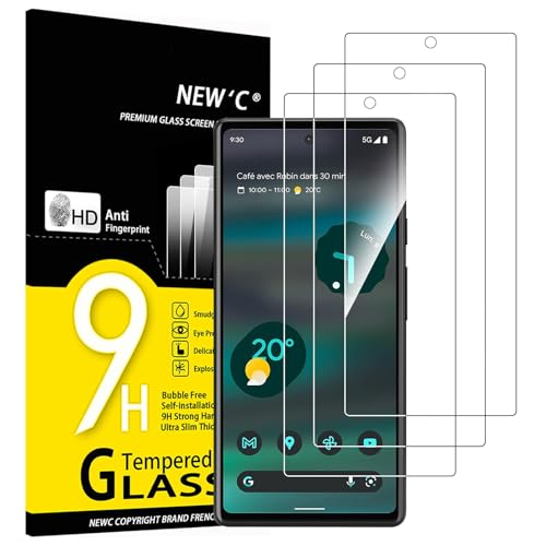 NEWC 3 Pack Designed for Google Pixel 6a Screen Protector (6.1) Tempered Glass Case Friendly Scratch Resistant Bubble-Free Ultra Resistant