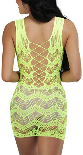Image of ToBeInStyle Women's Stretch See Through Fishnet Novelty Mini Rave Party Dress