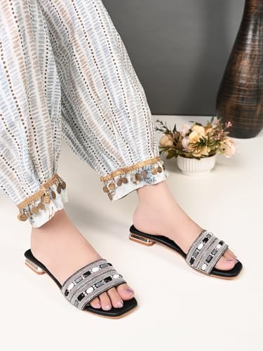 Image of XE Looks Stylish Beaded Flat Slippers for Women