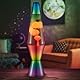 LAVA® - Lampe Regenbogen 2513, handbemalte dreifarbige Form, weißes Wachs, klare Flüssigkeit, dekorativer Sockel und Deckel, Original 14,5 Zoll Bewegungslampe der Marke
