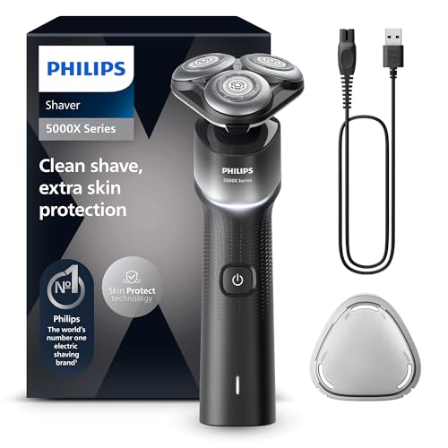 Philips Shaver 5000X Series, Wet and Dry Electric Shaver, Razor with SkinProtect Technology, 360 Flexing Head, 1 h Charging/5 min. Quick Charge, P-Cap Silver, Model X5004/00