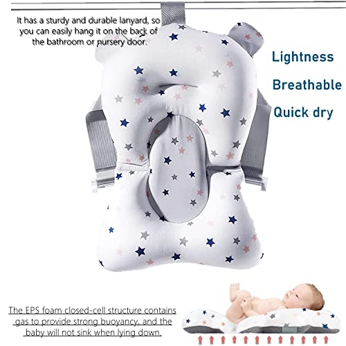 Image of Stars Style Infant Baby Bath Cushion Bathtub Support Shower Seat Bather Foam Floating Soft Bath Pillow Bathtub Insert Tray Non-Slip Portable Newborn Shower Bath Mat for Baby 0-12 Months