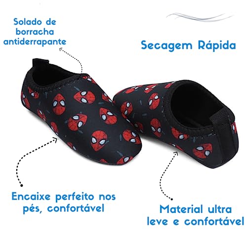 Sapatilha Personagens Neoprene Confortável Infantil Diversão Sistema de Drenagem Aquáticas Náuticas