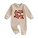 MERSARIPHY Newborn Baby Girl Boy Christmas Outfit Crewneck Romper Letter Print Santa Long Sleeve Jumpsuit Clothes Costume (Khaki santa baby, 0-3 Months)