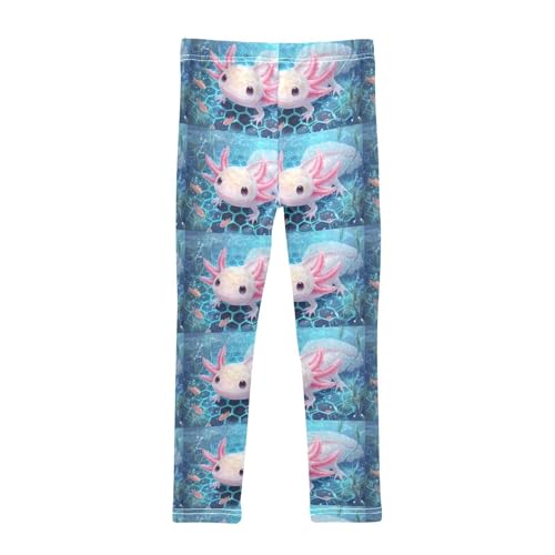 Boccsty Fantasy Cute Axolotl Fish Girls Leggings Kids Yoga Pants Dance Active Tights 4T2
