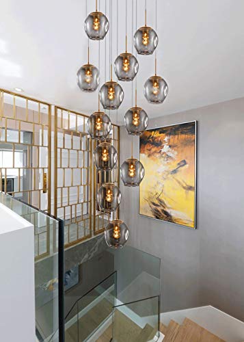 Escalier Minimaliste Chandelier Maison Duplex Bâtiment Grand 50x220cm Villa escalier Long en Verre balles Pendentif léger Plusieurs plafonniers légers