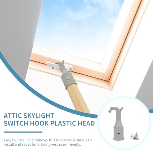 Dachboden Haken Bodentreppe Dachbodenluke Dachfenster-Griffhaken - Dachbodentreppe Dachfenster Stockhaken, Grau, Φ25 mm, Enthält 2 Schrauben, Bodentreppe Ersatzteile zum Dachfenster Stange zum Öffnen