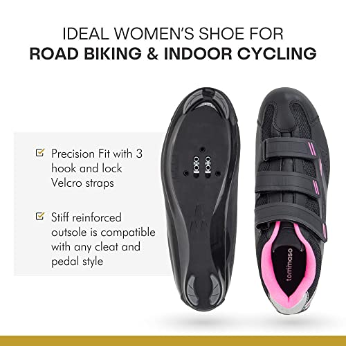 Tommaso Pista 100 Women's Cycling Shoes Dual Cleat Compatibility - Spin Shoes, Indoor Cycling Bike, Road Bike Shoes, Sport Bike- No Cleats - Compatible with SPD, SPD-SL & Look Delta Cleats - Pink 40 - Thumbnail 5