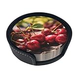 6-teiliges Untersetzer-Set mit Birnen-Druck, rund, verbrühend und kratzfest, geeignet für Couchtische und Esstische