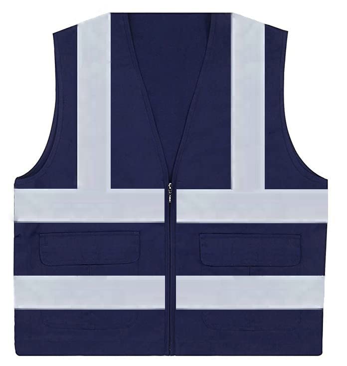 Industrial Worker Workwear Safety Jacket for Men's with high visible reflective two inch double line tape & 240 Gsm Cottton (Front Site Two Pocket)