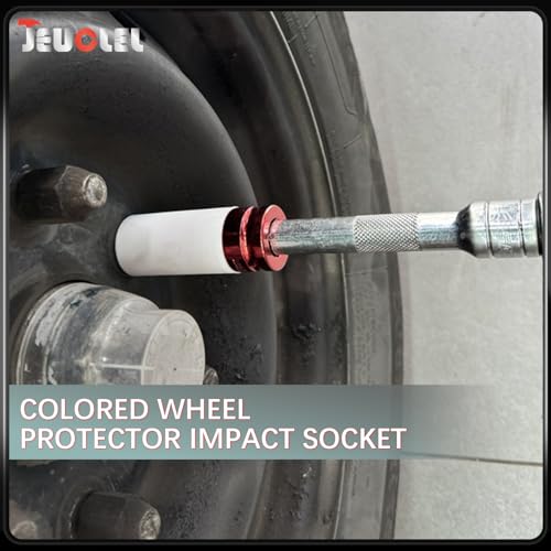 Image of 21mm 1 /2 inchDrive Wheel Protector Impact Socket, Lug Nut Impact Socket | 6 Point, Non-Marring, Thin Wall, Deep Socket, Wheel Protector, Protective Socket, Color-Coded, Cr-Mo Steel, Hand Repair Tool
