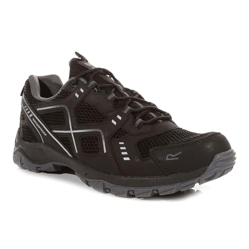 Regatta Mens Vendeavour Lace Up Waterproof Walking Shoes with Hardwearing Threads & TECFOAM Insock - Perfect for Outdoors, Hiking, Climbing & Mountaineering Black — Running Shoes